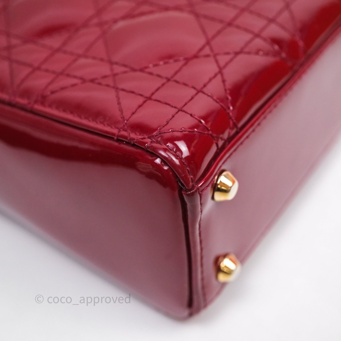 Christian Dior Mini Lady Dior Red Patent Cannage Gold Hardware