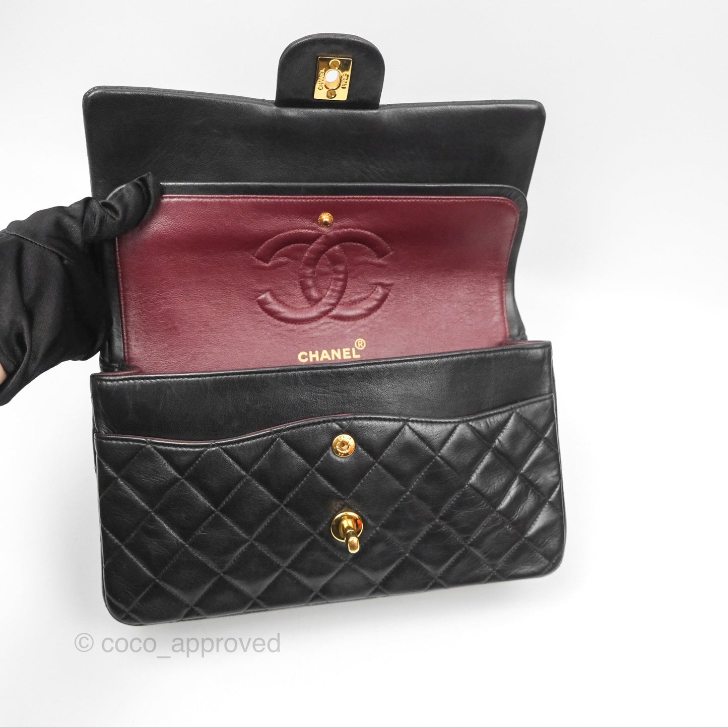 Chanel Vintage Classic Medium Flap Black Lambskin 24K Gold Hardware