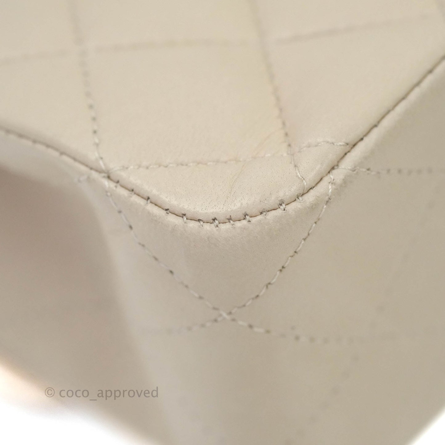 Chanel Classic M/L Medium Double Flap Cream Lambskin Silver Hardware