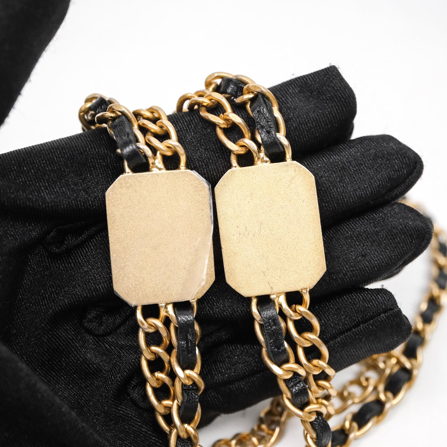 Chanel Mini Vanity With Double Chain Black Lambskin Aged Gold Hardware