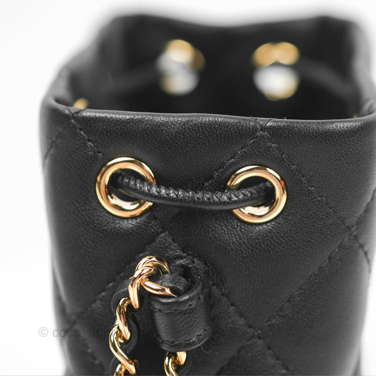 Chanel Small Bucket With Chain Black Lambskin Gold Hardware