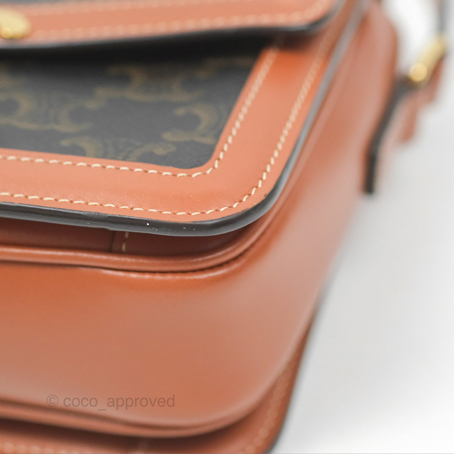 Celine Teen Triomphe Bag Triomphe Canvas Tan Calfskin