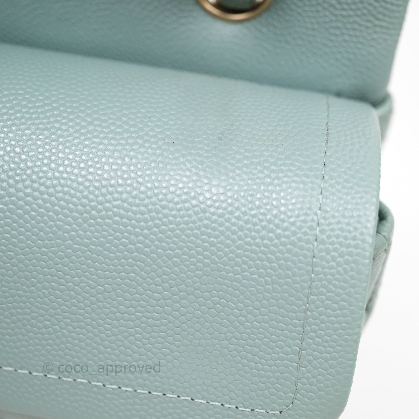 Chanel Small Quilted Classic Flap Tiffany Green Cavier Gold Hardware