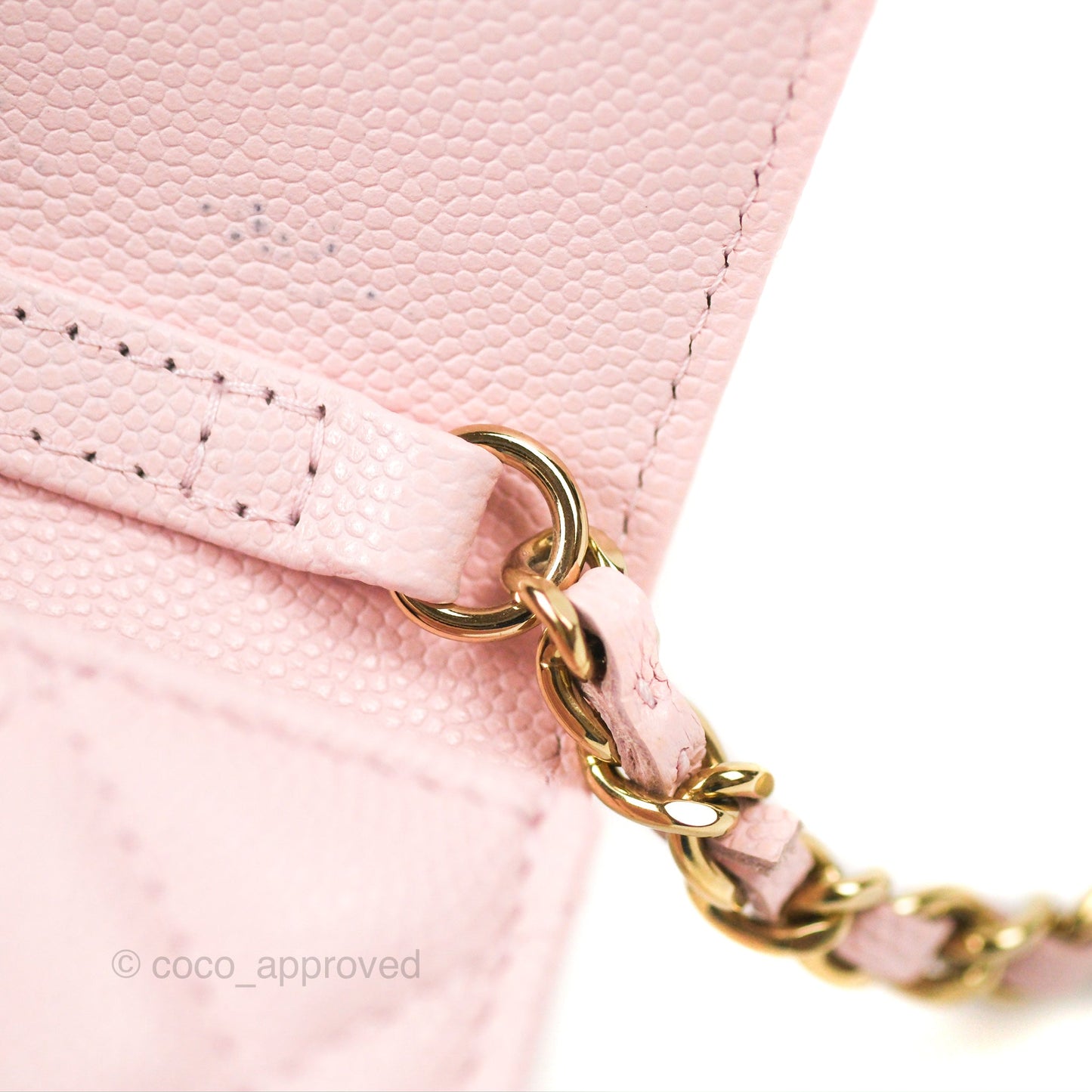 Chanel Mini Wallet With Chain Light Pink Caviar Gold Hardware