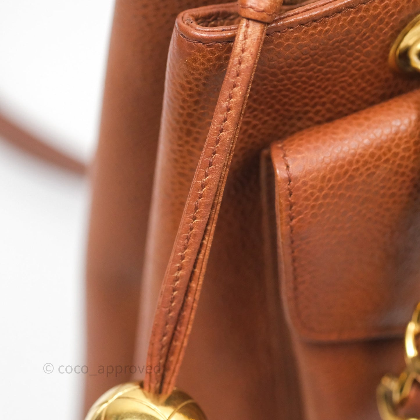 Chanel Vintage Tote Caramel Caviar 24K Gold Hardware