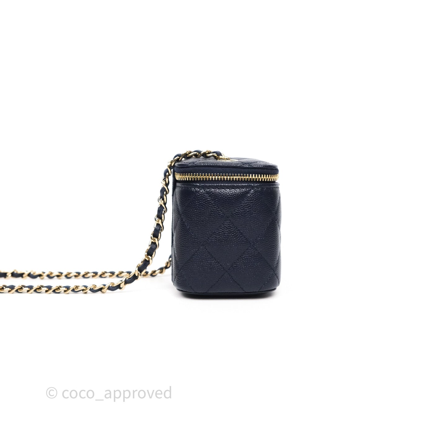 Chanel Mini Vanity With Chain Navy Caviar Gold Hardware
