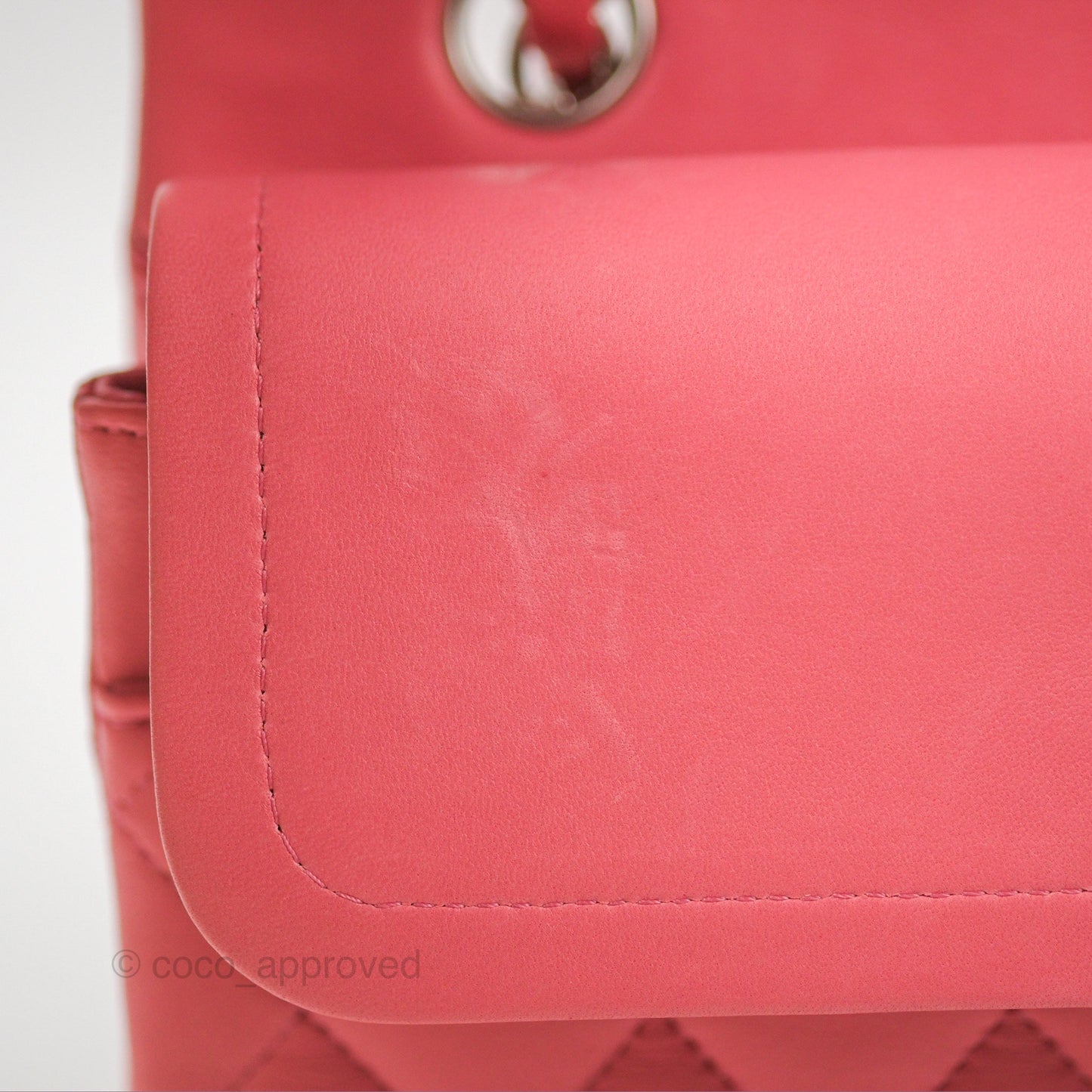 Chanel Classic M/L Medium Flap Quilted Pink Lambskin Silver Hardware