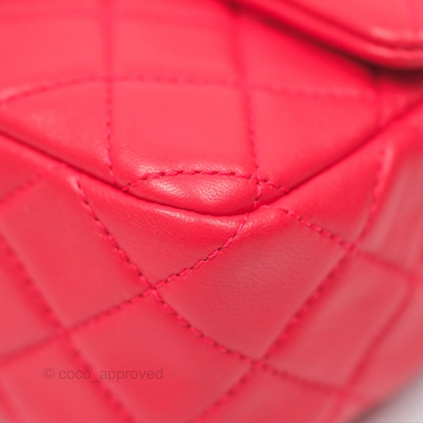 Chanel Mini Rectangular Pearl Crush Chilli Red Lambskin Aged Gold Hardware