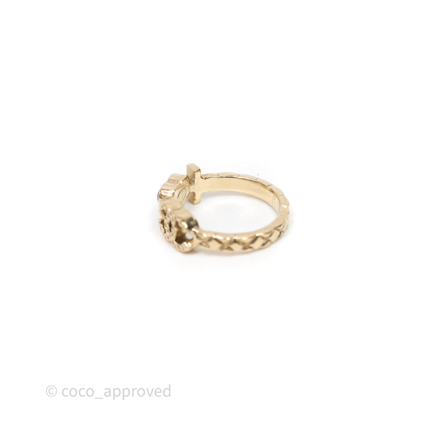 Chanel I Heart CC Logo Ring Gold Tone 17P