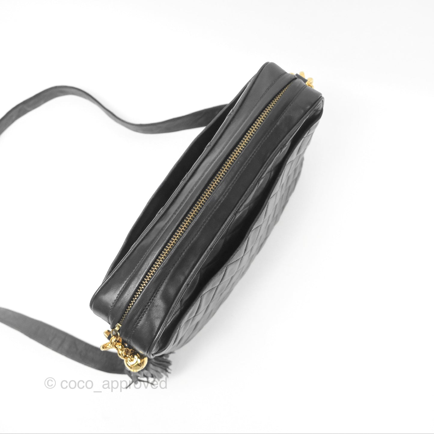 Chanel Vintage Quilted Shoulder Bag Black Lambskin Gold Hardware