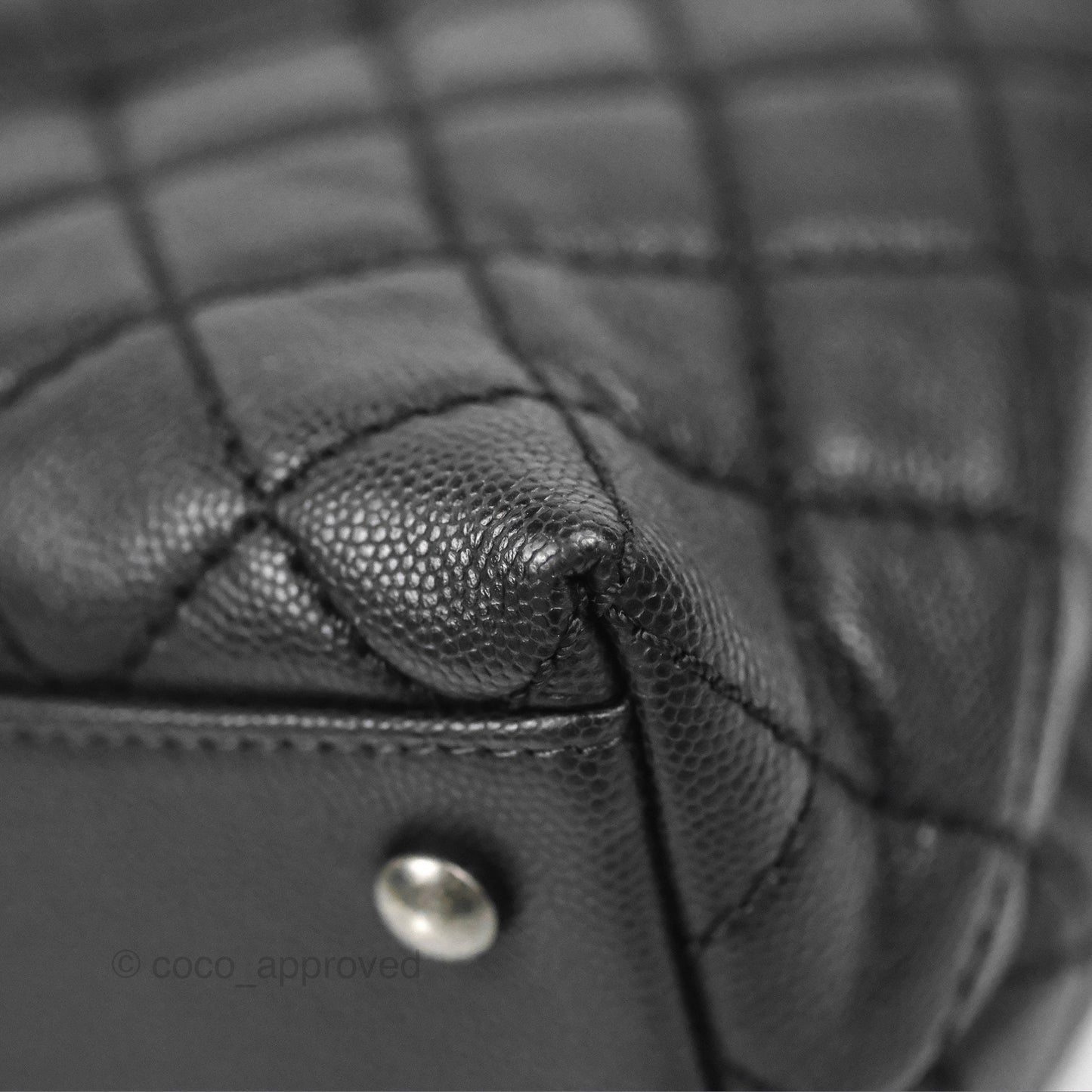 Chanel Large Coco Handle Quilted Black Caviar Ruthenium Hardware