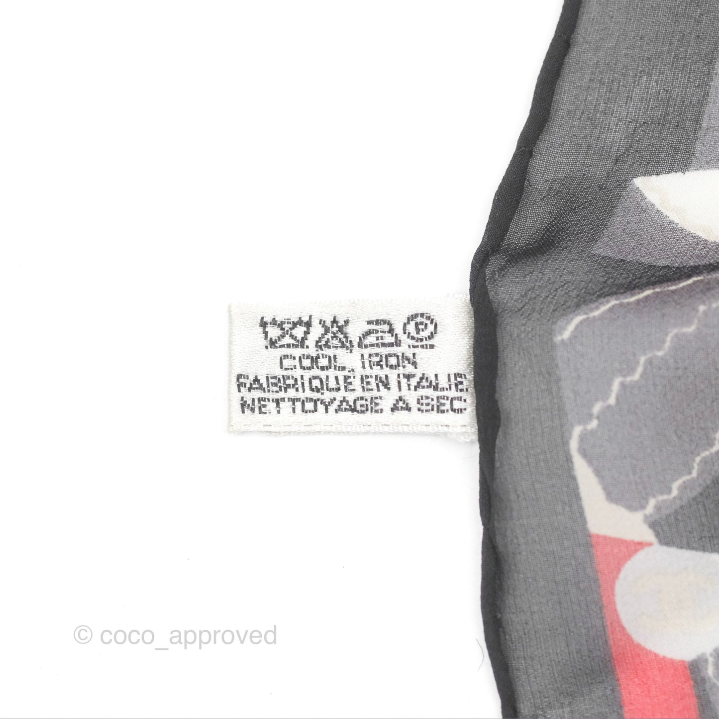 Chanel CC Silk Square Scarf 90 Grey/Red/White