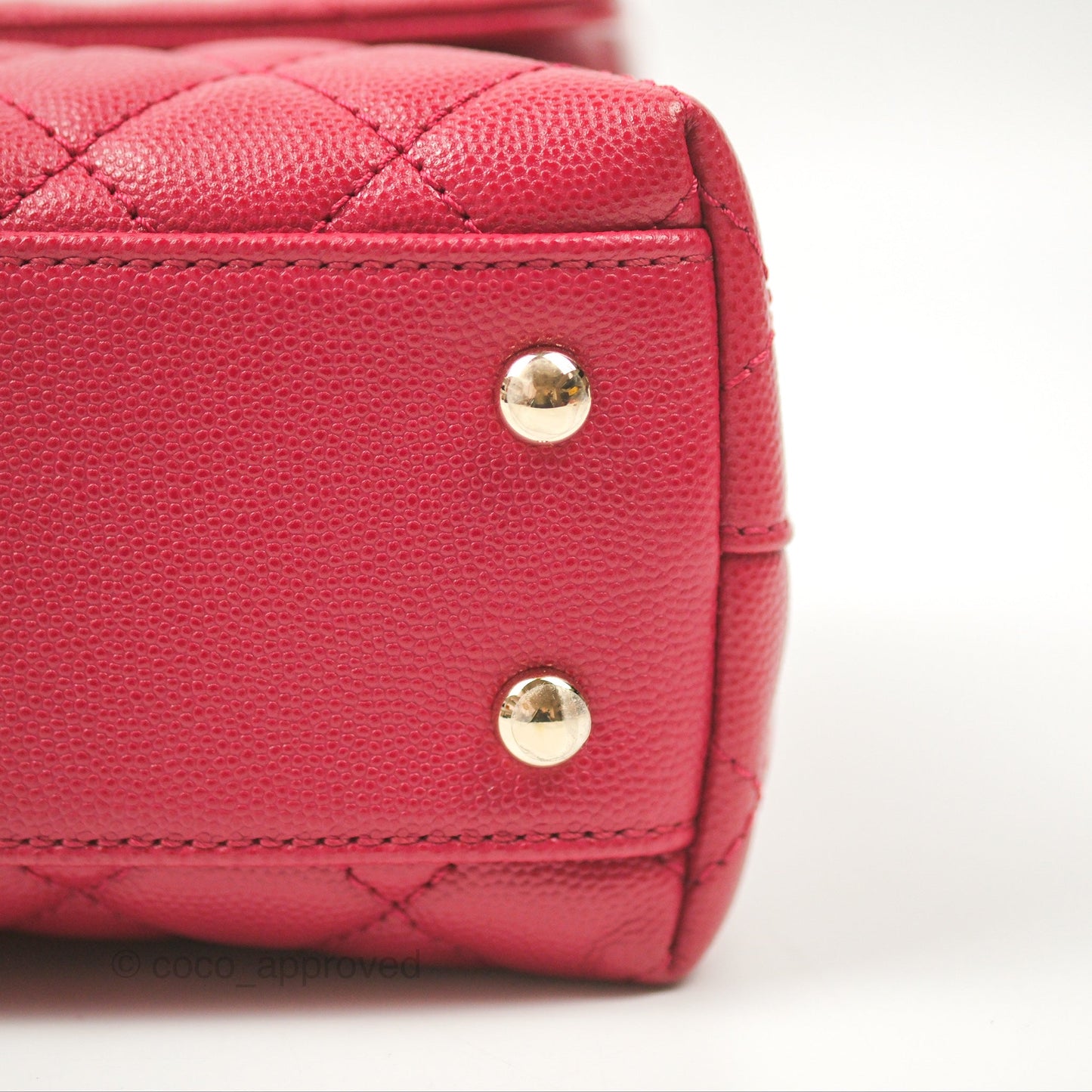 Chanel Small Coco Handle Quilted Dark Rose Pink Caviar Gold Hardware 21A
