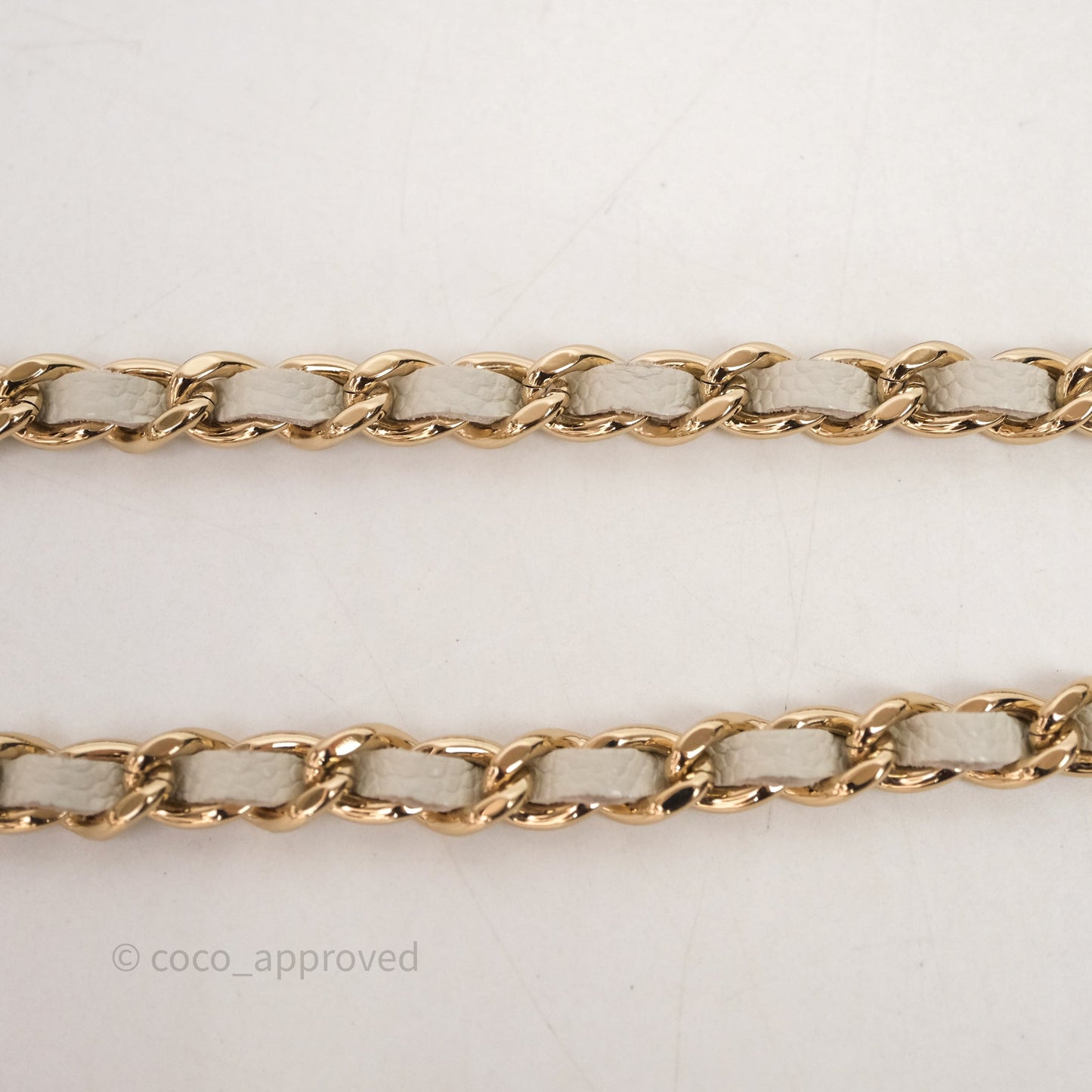 Chanel Quilted Wallet on Chain WOC Light Grey Caviar Gold Hardware 24S