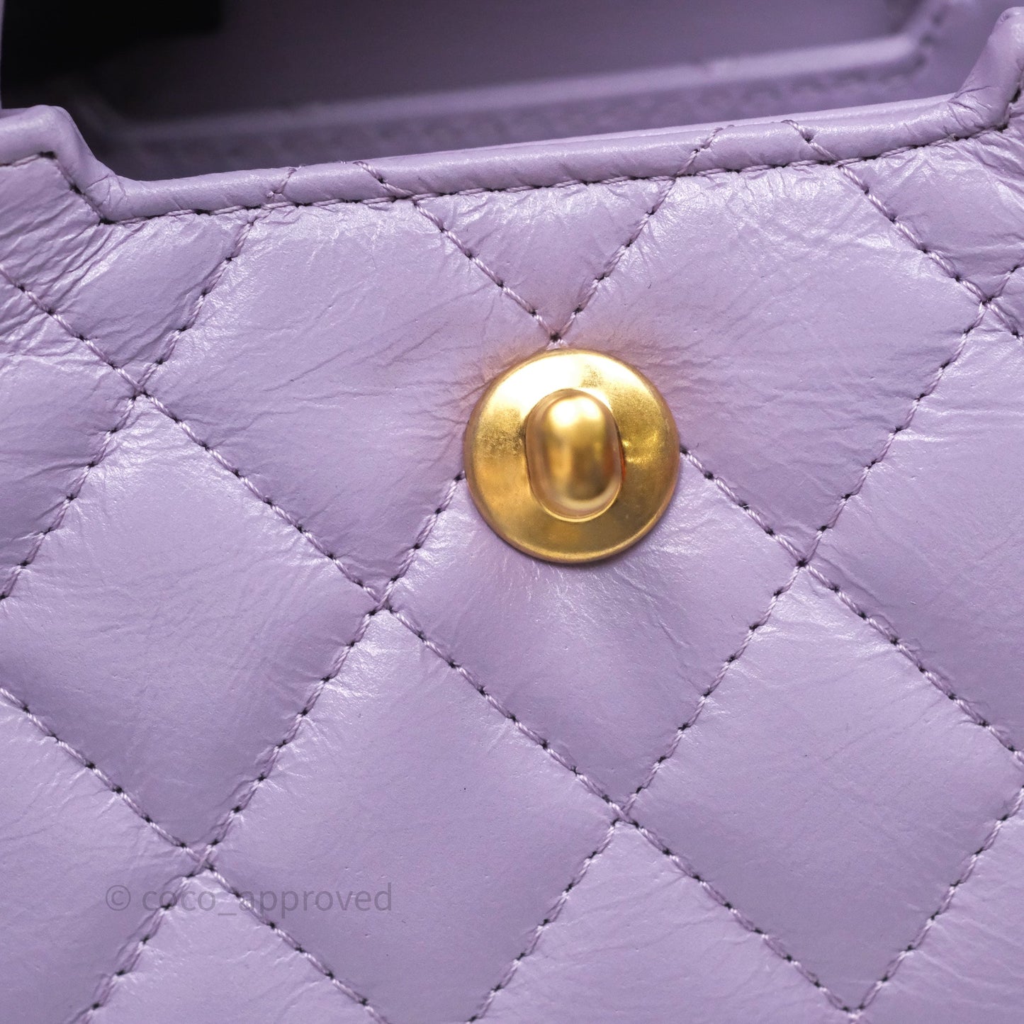 Chanel Mini Nano Kelly Bag Purple Shiny Calfskin Aged Gold Hardware