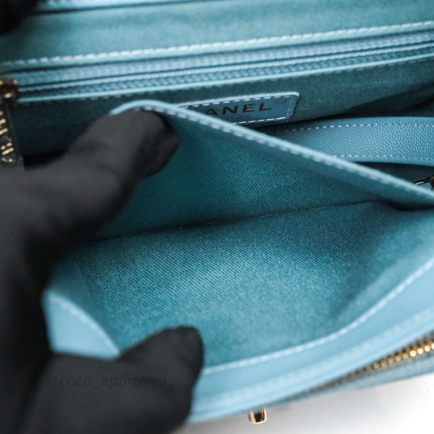 Chanel Small Quilted Business Affinity Flap Caviar Blue Gold Hardware