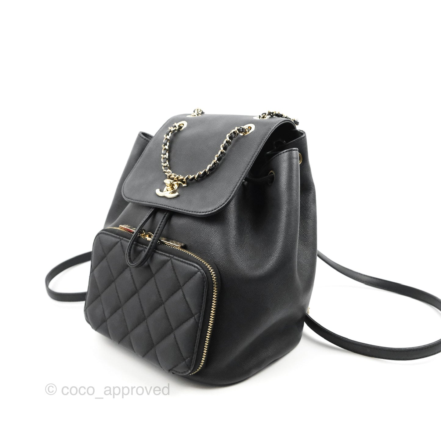 Chanel Quilted Business Affinity Backpack Black Caviar Gold Hardware