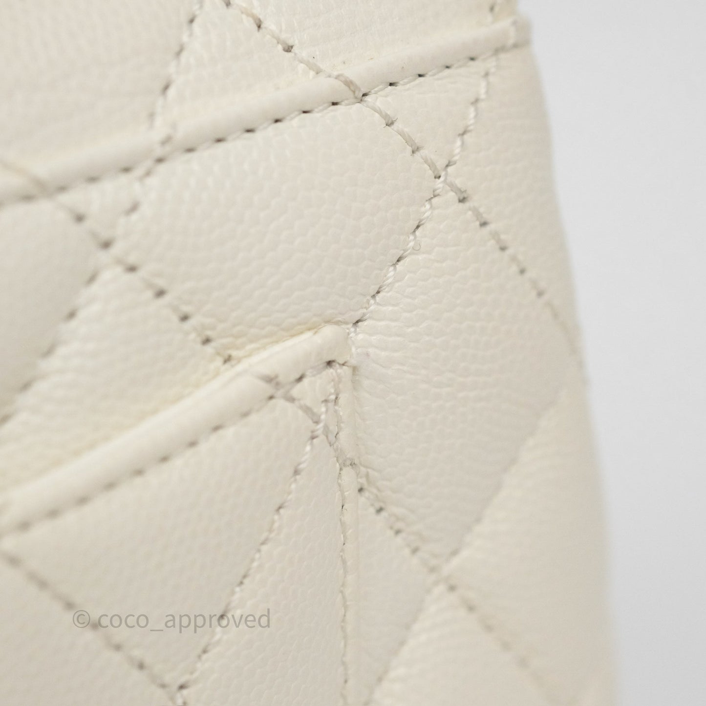 Chanel Mini Coco Handle Quilted Ivory White Caviar Gold Hardware