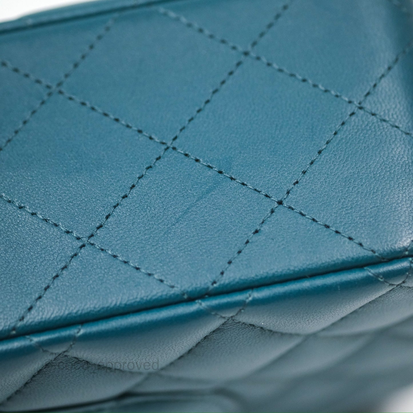 Chanel Classic M/L Medium Flap Quilted Teal Lambskin Silver Hardware