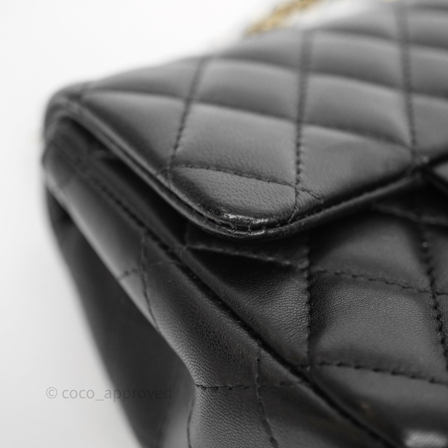 Chanel Mini Square Quilted Black Lambskin Gold Hardware