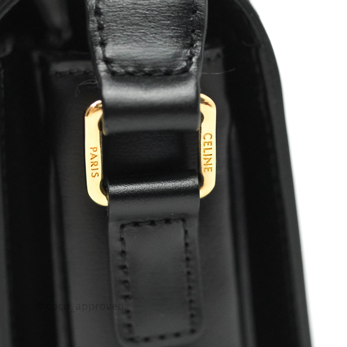 Celine Shiny Calfskin Medium Triomphe Black
