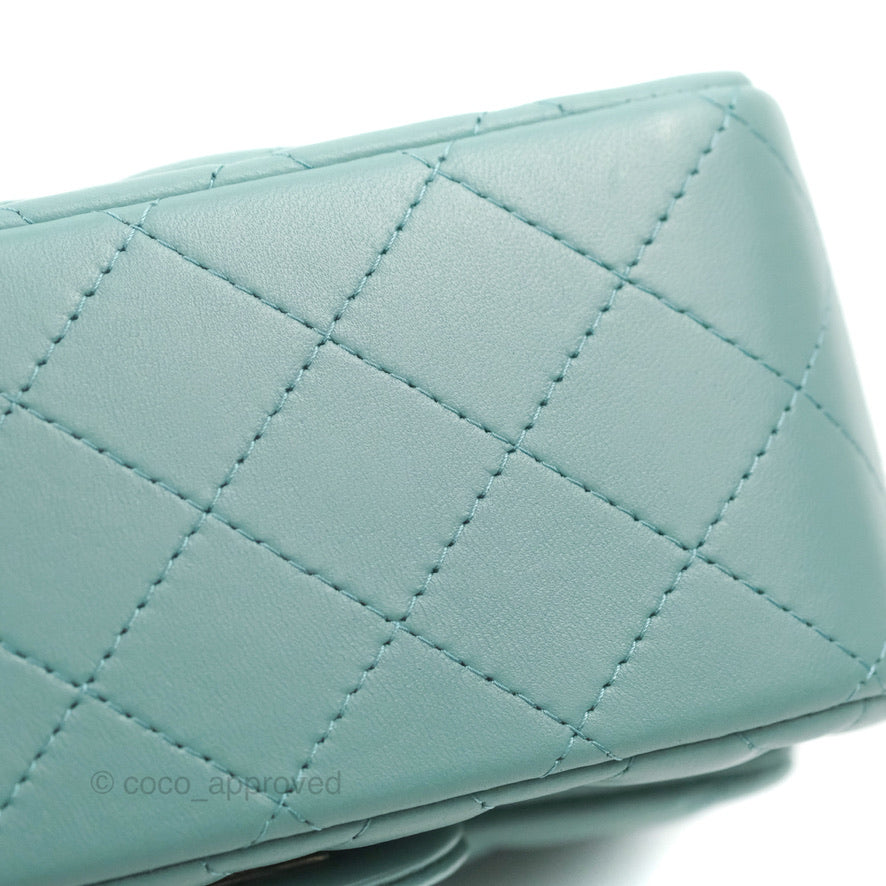 Chanel Mini Square Teal Green Lambskin Gold Hardware