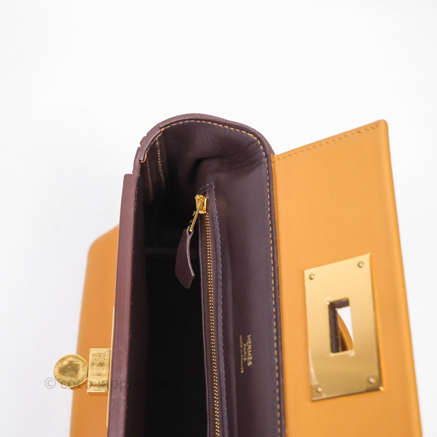 Hermès 24/24 21 Mini Caramel/Sesame/Rouge Sellier Gold Hardware
