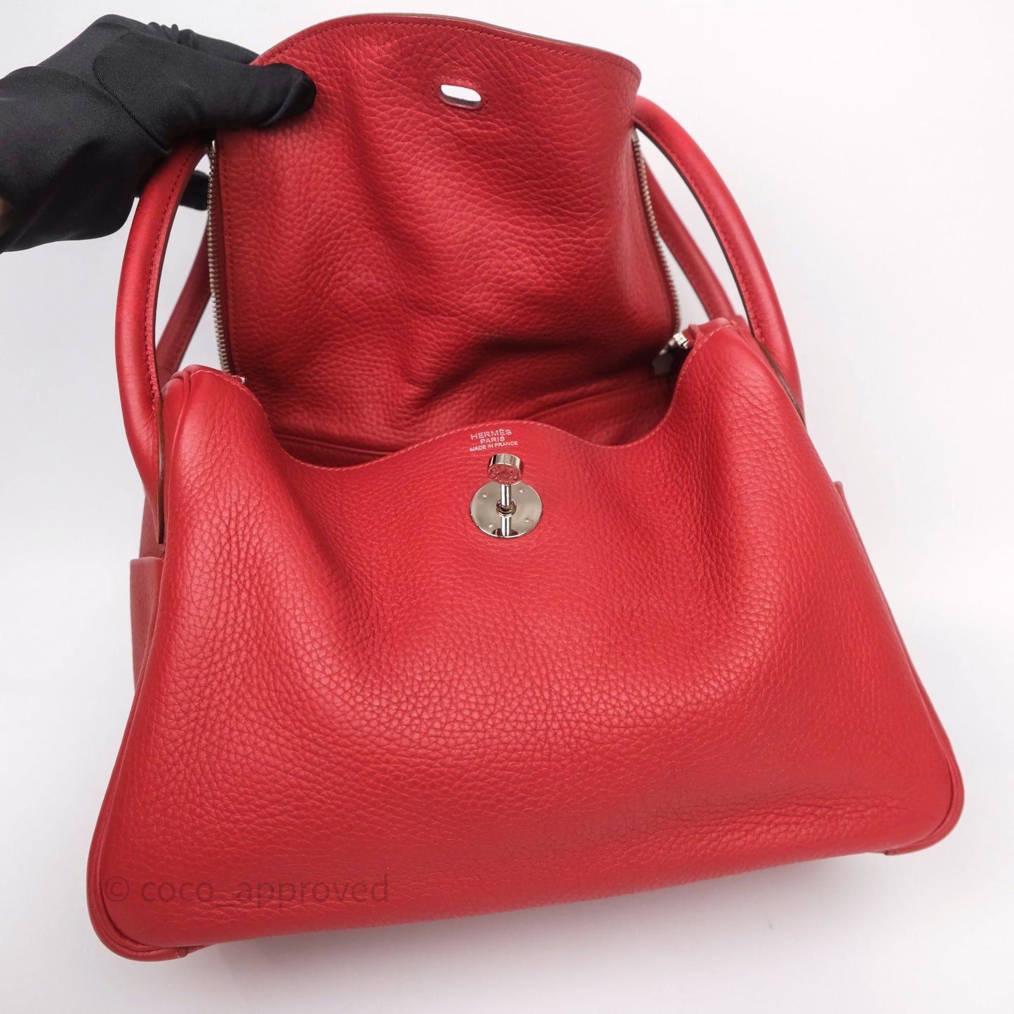 Hermès Lindy 30 Rouge Garance 54 Clemence Palladium Hardware