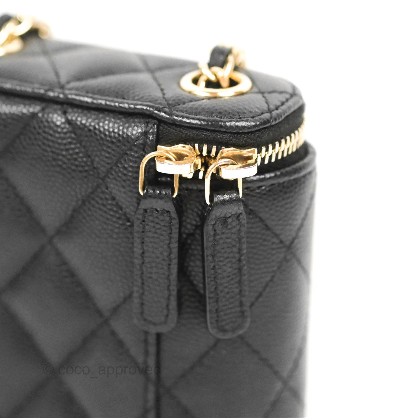 Chanel Classic Mini Vanity With Chain Black Caviar Gold Hardware