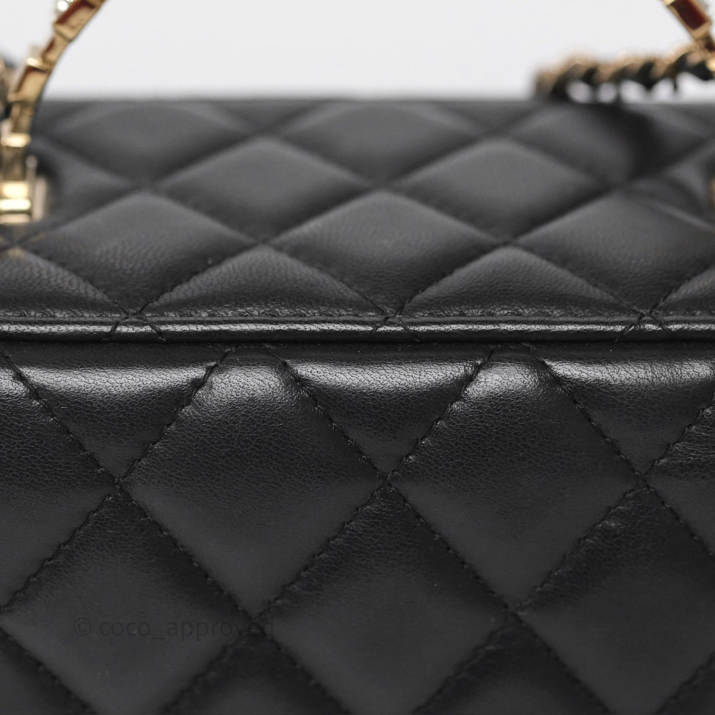 Chanel Crystals Top Handle Vanity Rectangular Black Lambskin Gold Hardware