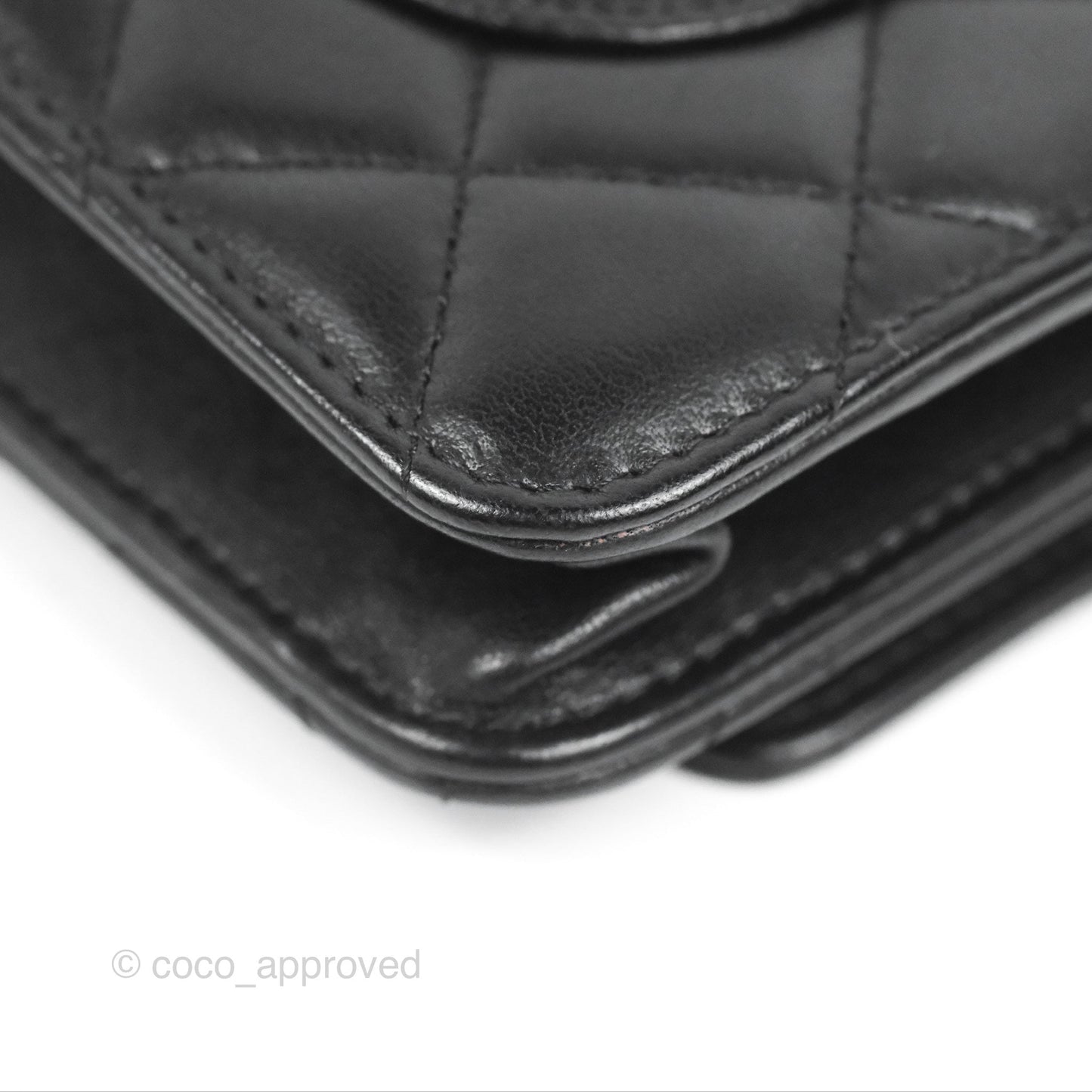 Chanel Quilted Classic Wallet On Chain WOC Black Lambskin Silver Hardware