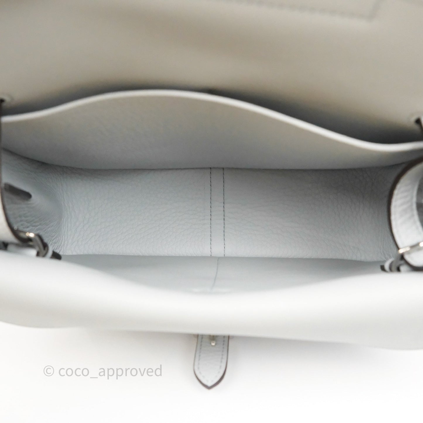 Hermès Halzan 25 Bleu Pale 08 Clemence Palladium Hardware
