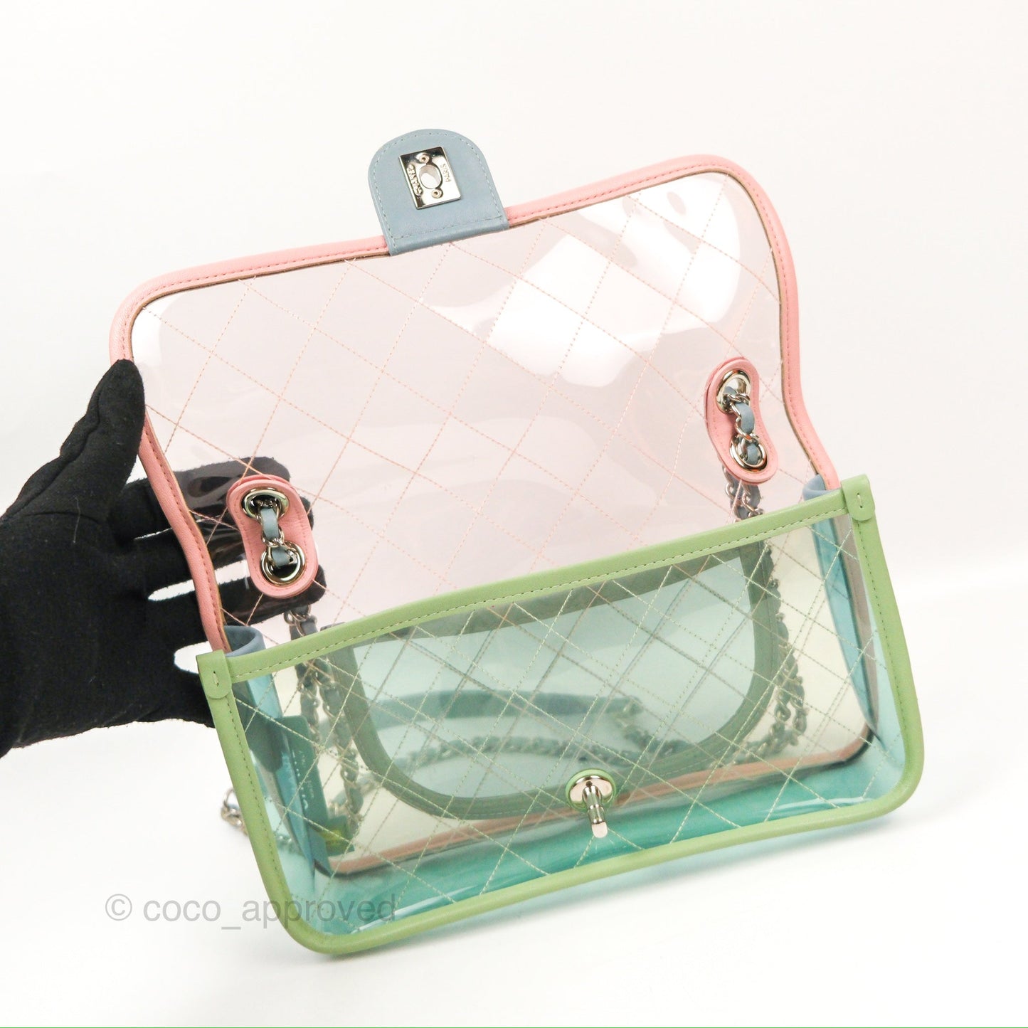 Chanel Coco Splash PVC Medium Flap Bag Blue/Green/Pink Silver Hardware