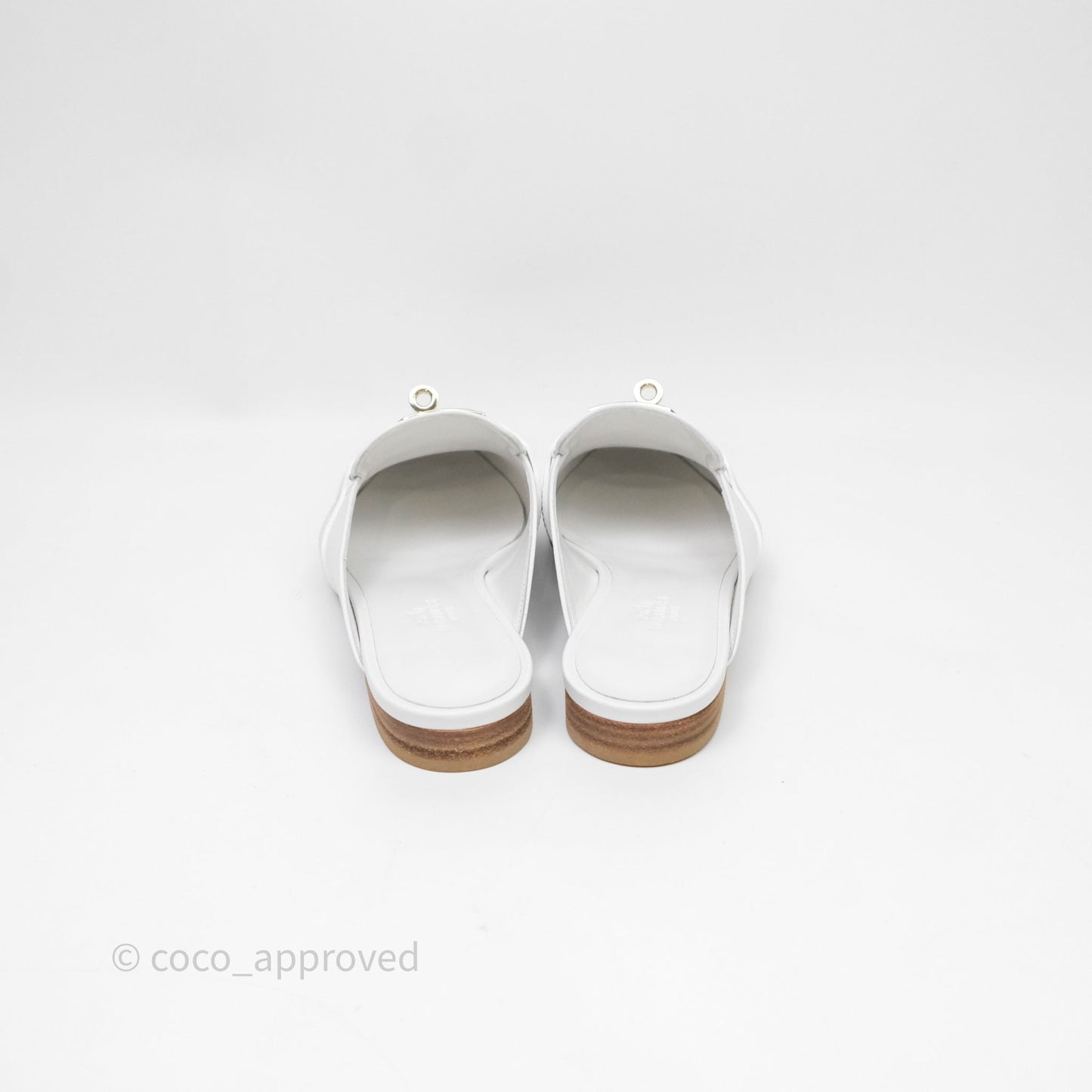 Hermès Oz Velvet Mules White Calfskin Gold Hardware Size 36.5