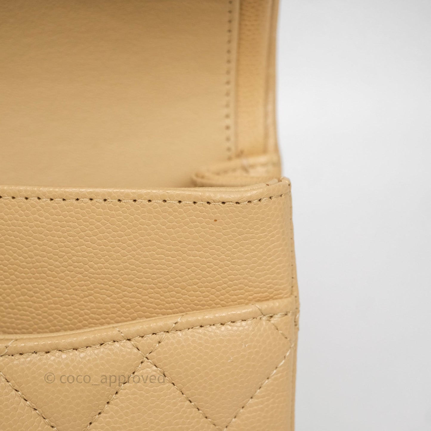 Chanel Classic M/L Medium Flap Quilted Beige Caviar Gold Hardware