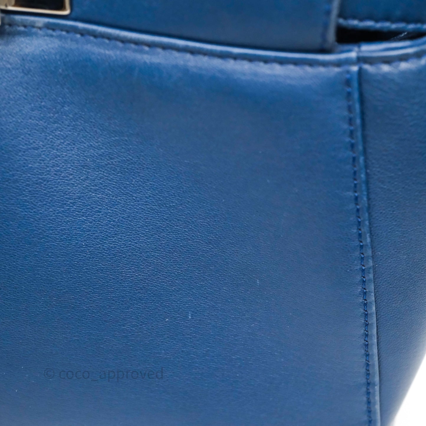Fendi Nappa Mini Peekaboo Bag Blue Silver Hardware