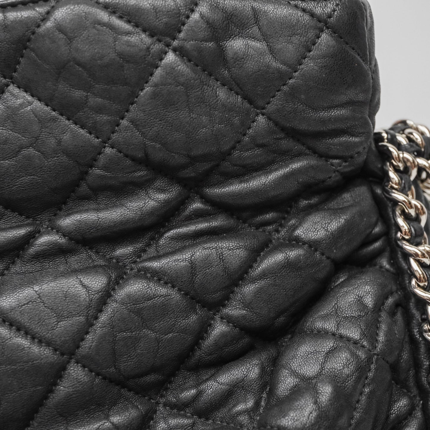 Chanel Chain Around Calfskin Hobo Black Silver Hardware