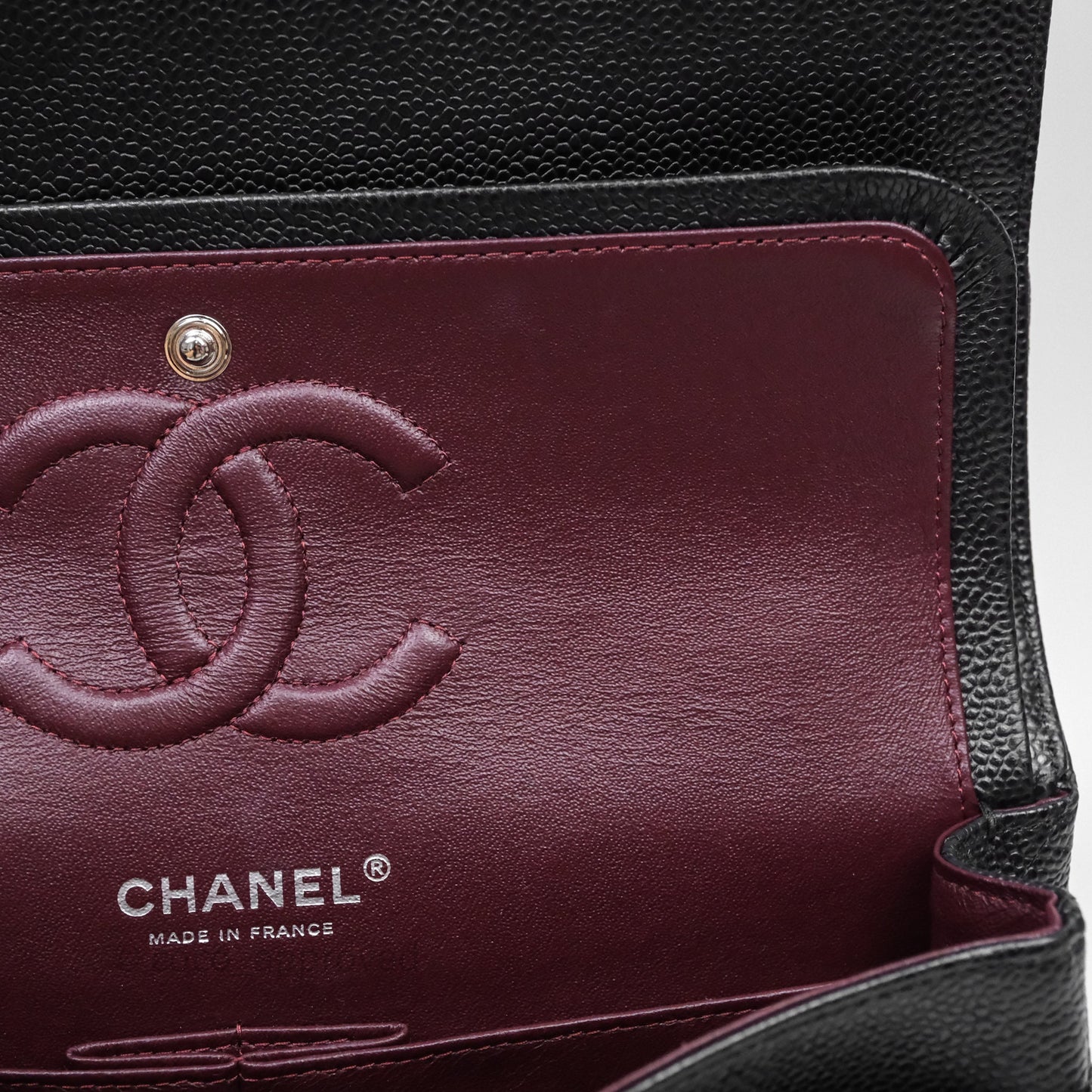 Chanel Classic M/L Medium Flap Quilted Black Caviar Silver Hardware