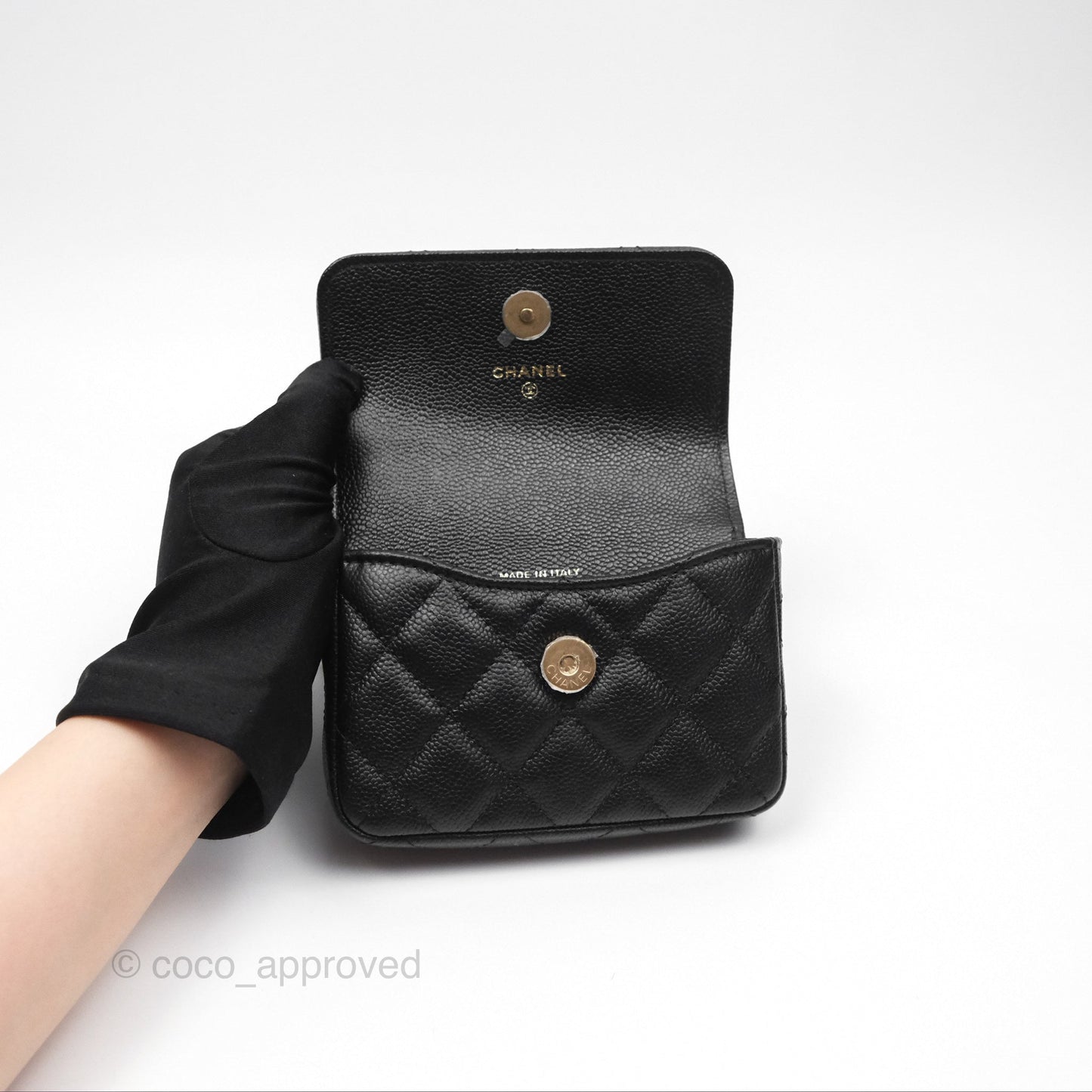 Chanel Mini Clutch With Heart Adjustable Chain Black Caviar Aged Gold Hardware