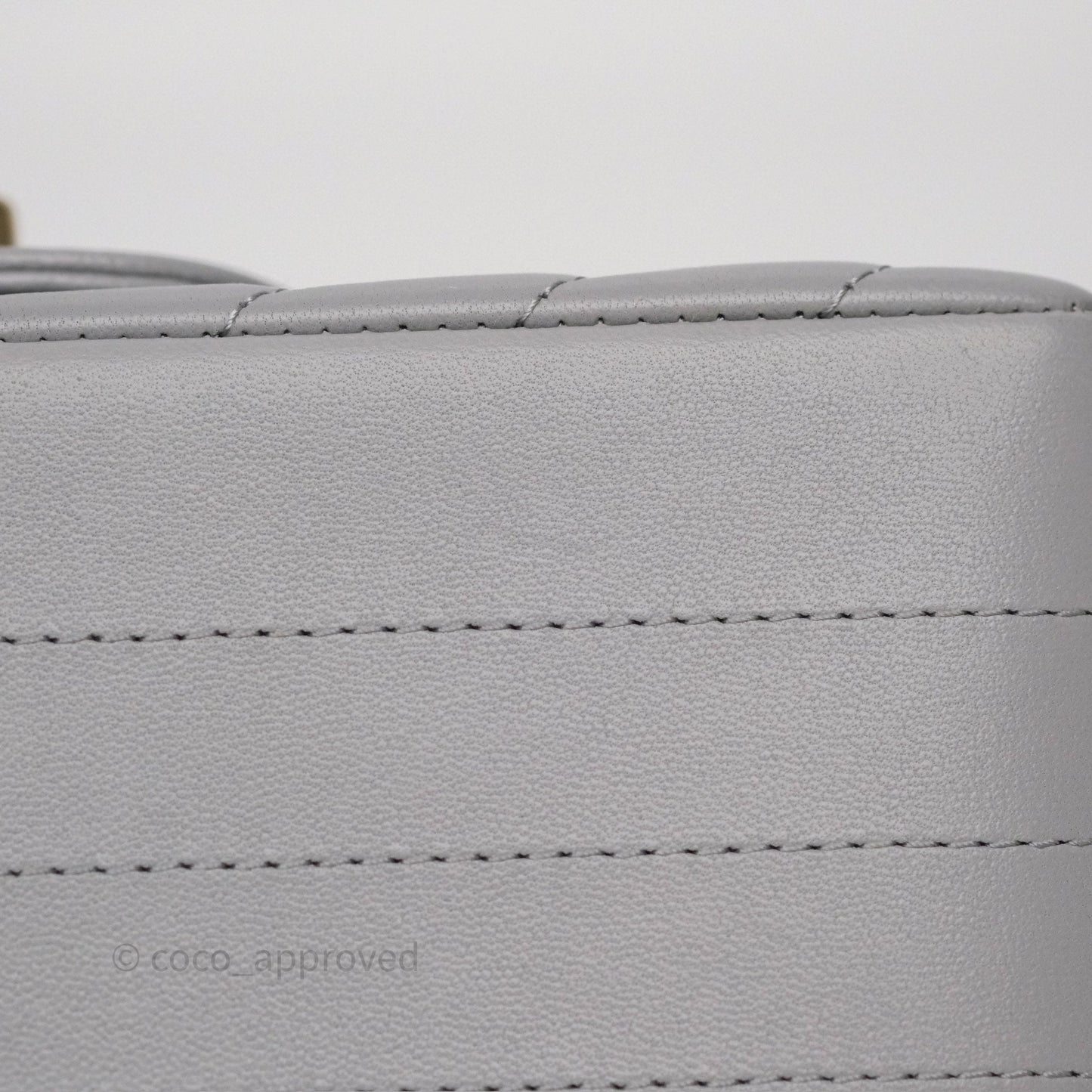 Chanel Mini Square Flap Chevron Grey Lambskin Gold Hardware