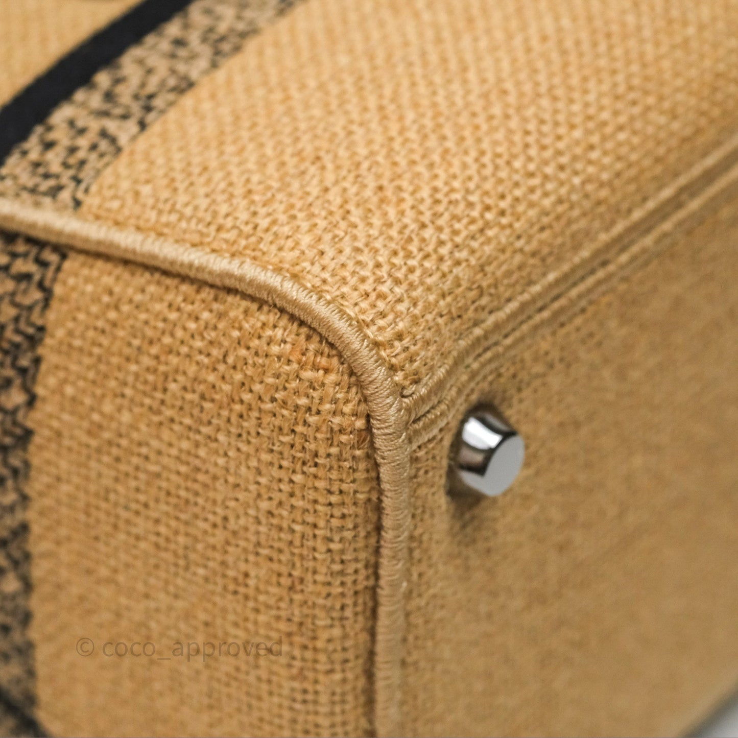 Christian Dior Medium Lady D-Lite Bag Canvas Jute Embroidered