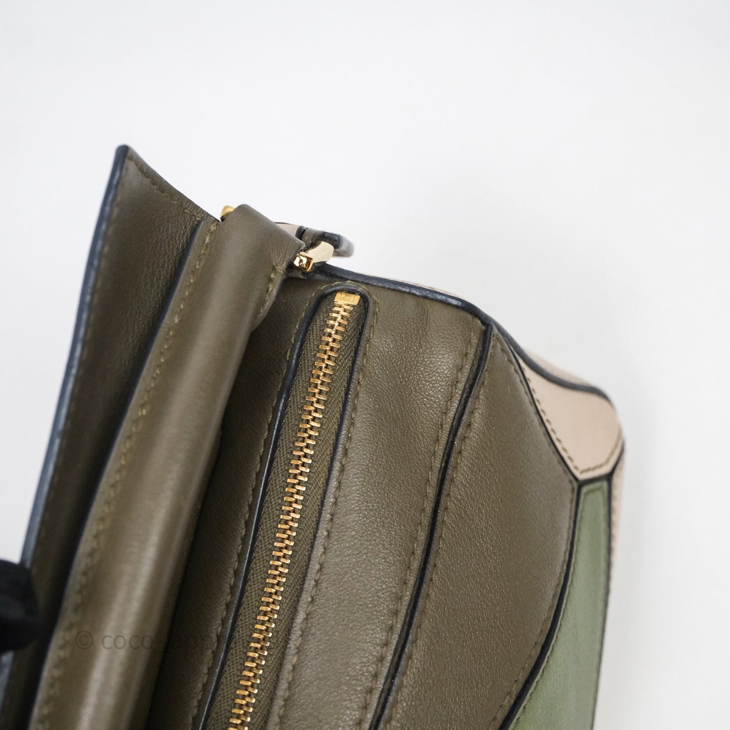 Loewe Mini Puzzle Bag Green Calfskin Gold Hardware