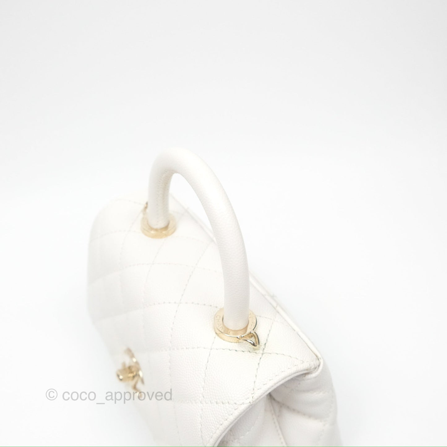 Chanel Extra Mini Quilted Coco Handle White Caviar Gold Hardware