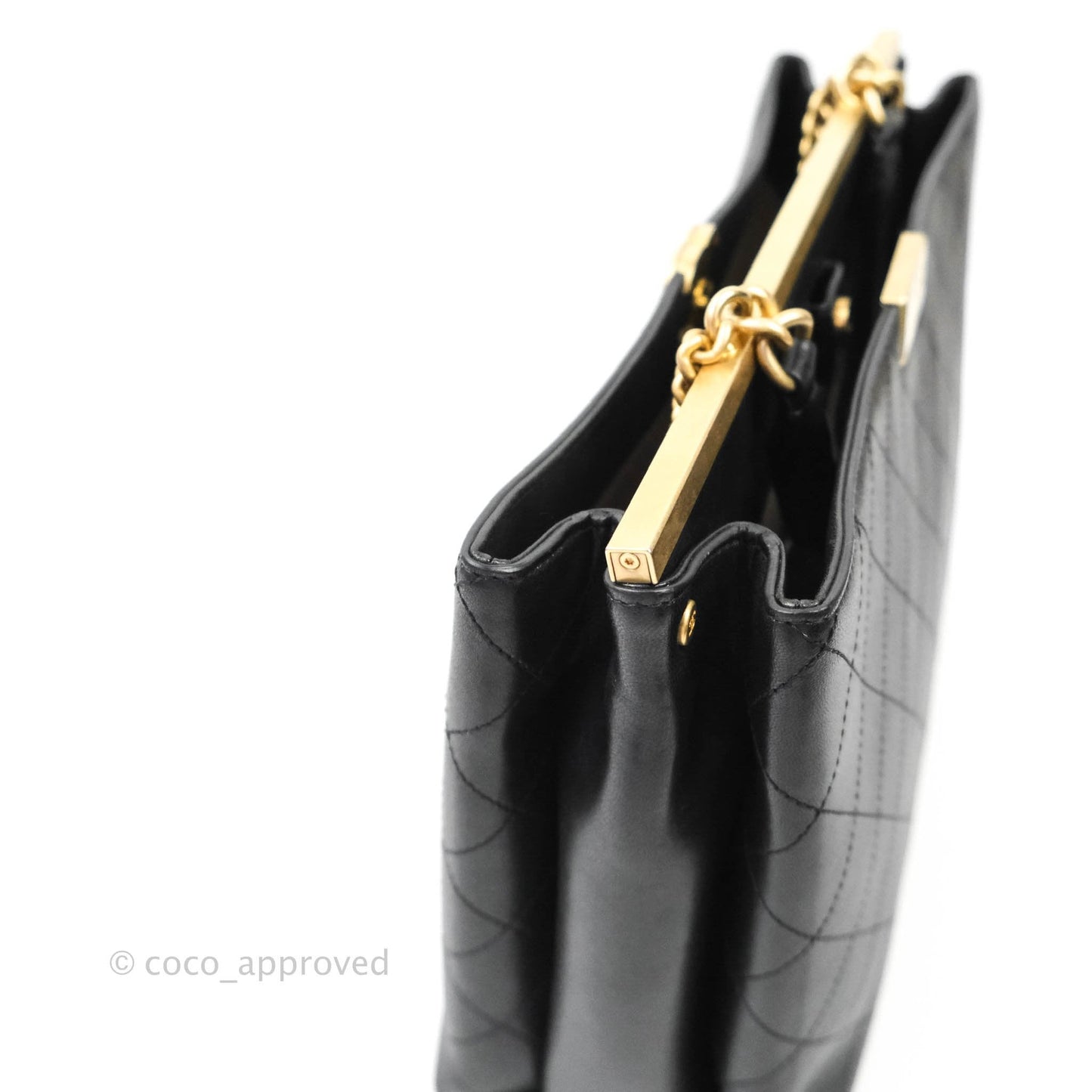 Chanel Flat Quilted Coco Luxe Large Shopping Bag Black Aged Gold Hardware 18P