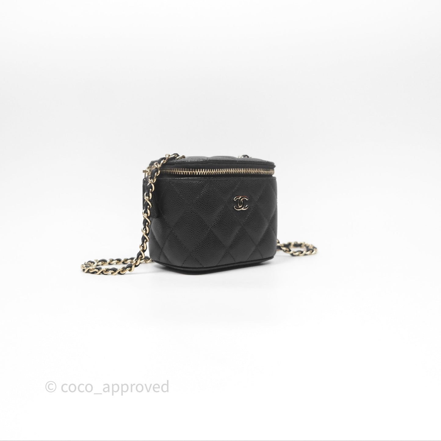 Chanel Mini Vanity With Chain Black Caviar Gold Hardware