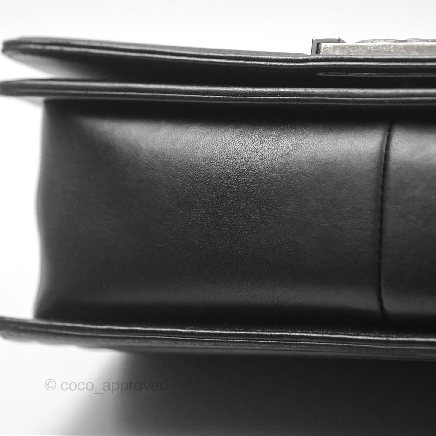 Chanel Quilted Medium Boy Black Calfskin Ruthenium Hardware