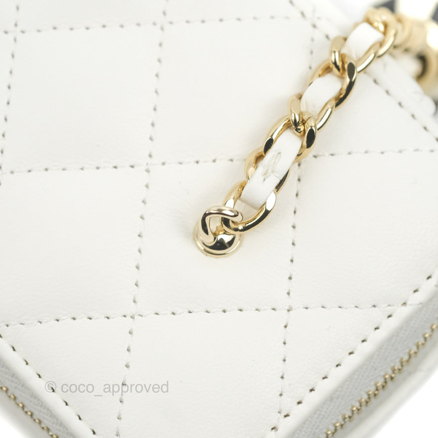 Chanel Ball Crush Vanity with Chain White Lambskin Gold Hardware