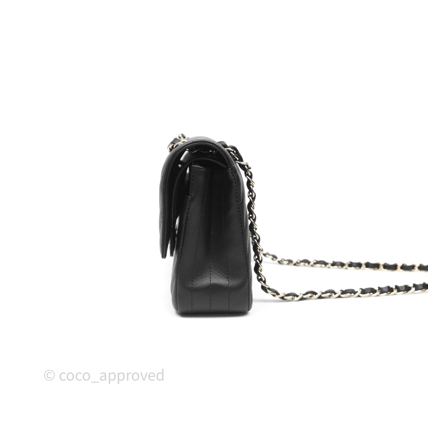 Chanel Classic M/L Medium Flap Chevron Black Caviar Gold Hardware