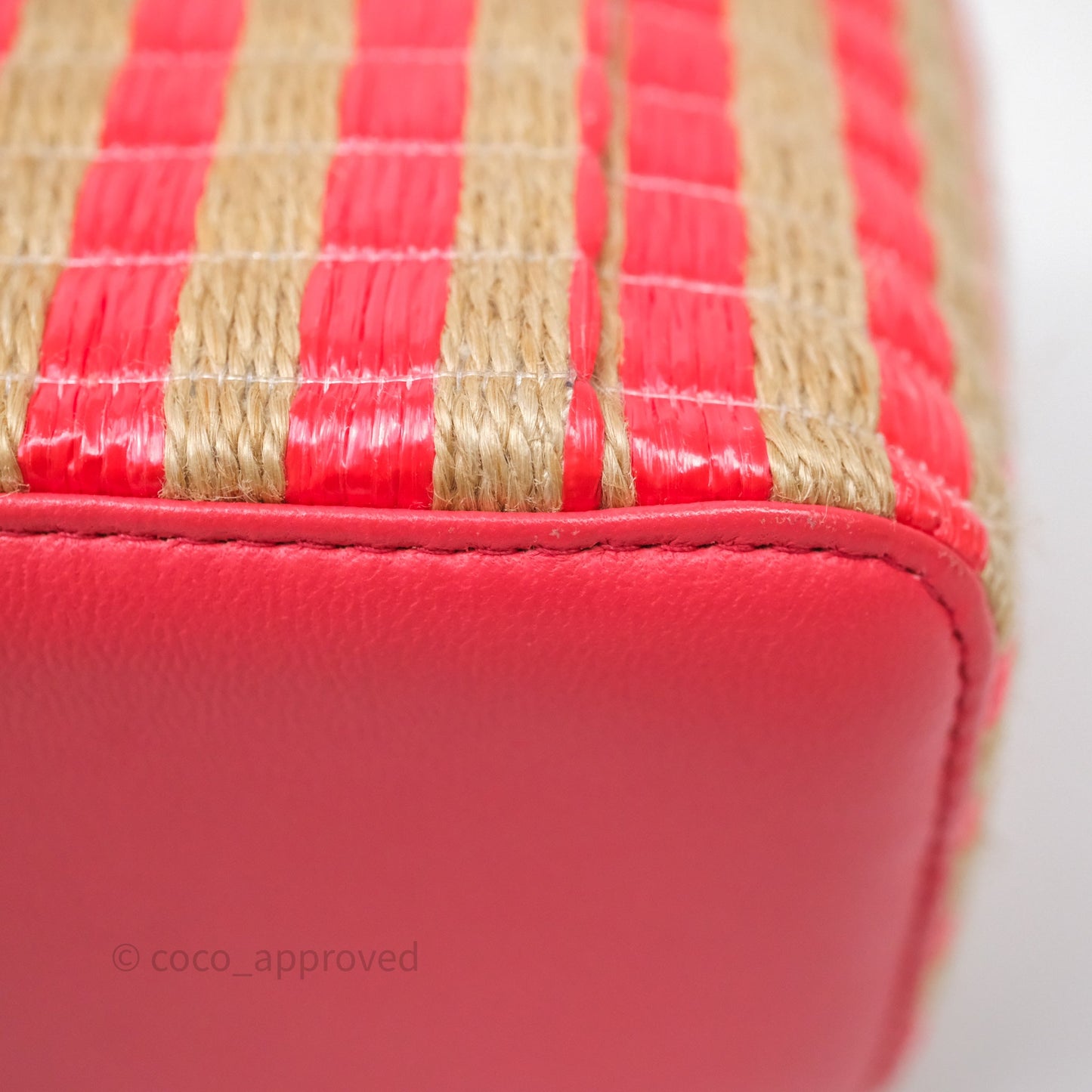 Chanel Vanity With Chain Striped Raffia Orange Gold Hardware