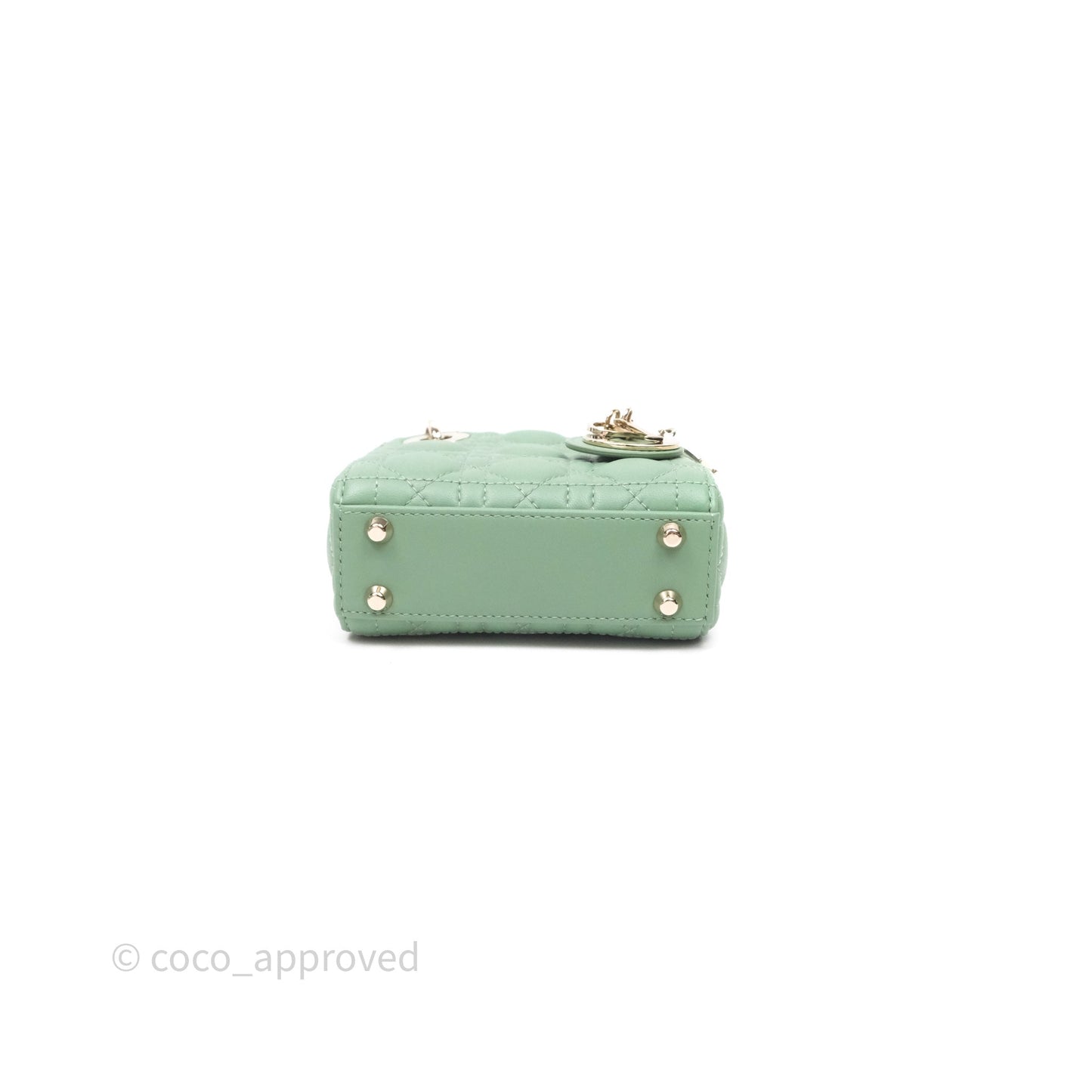Christian Dior Micro Lady Dior Green Lambskin Cannage Gold Hardware